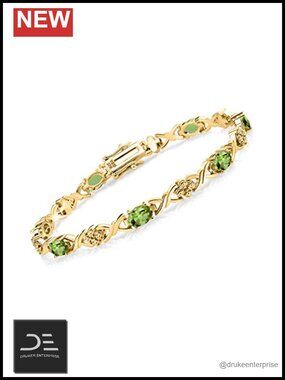 18K Yellow Gold Plated Silver Infinity Link Gemstone Tennis Bracelet 7" Secure